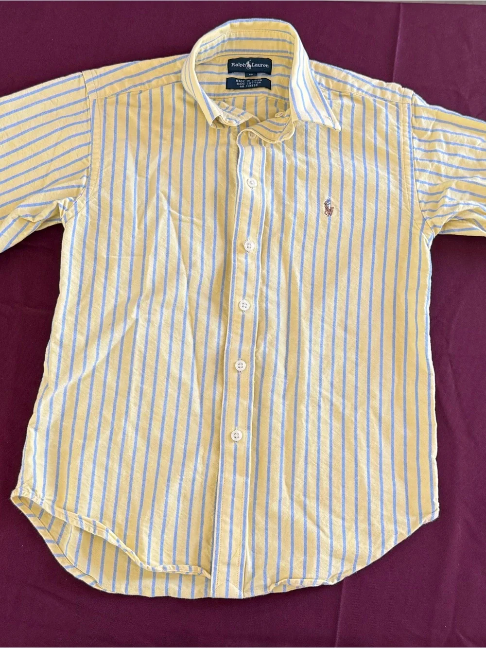 Ralph Lauren Boys Yellow & Blue Stripe Button-Down Shirt size 10